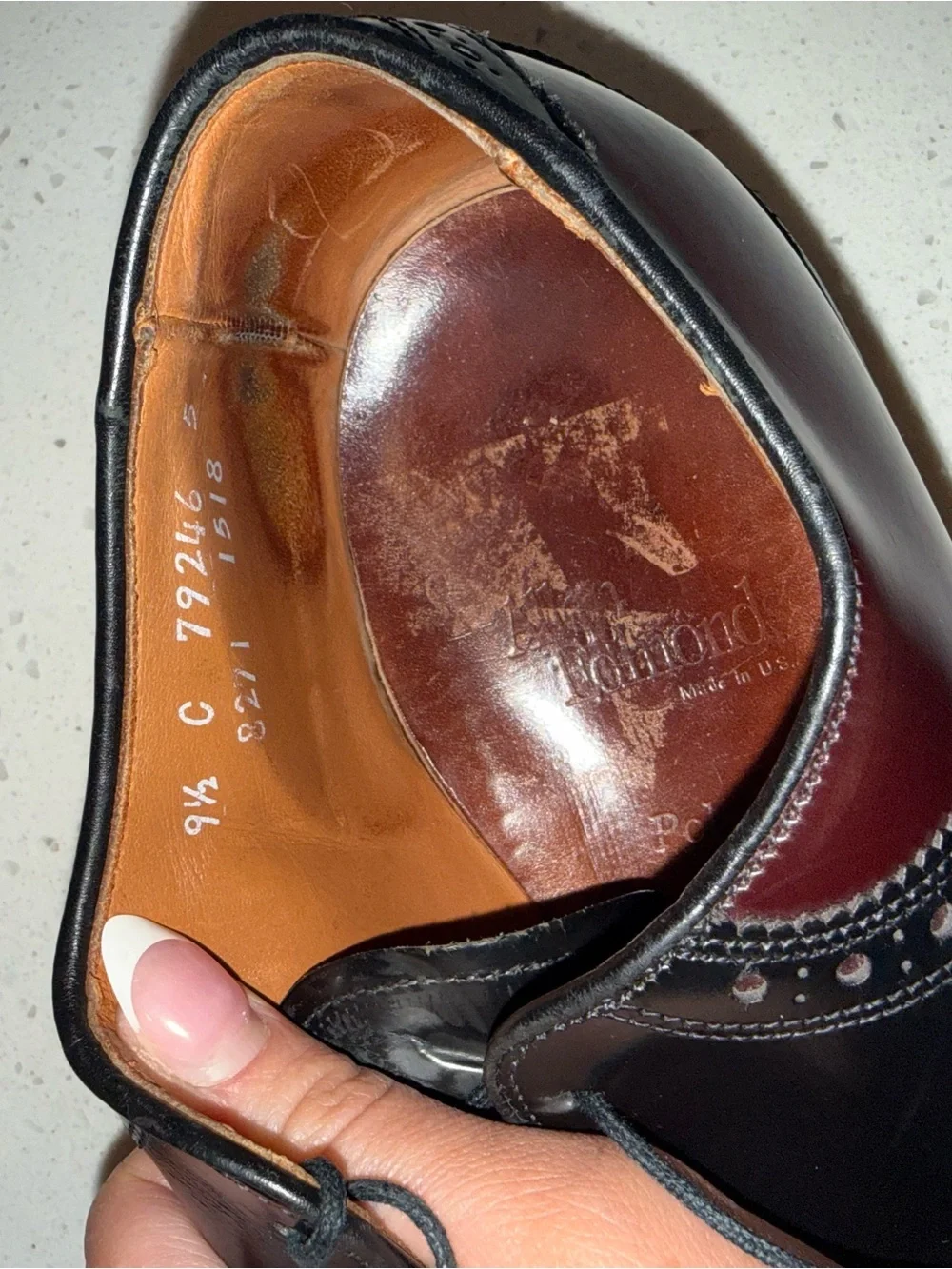Allen Edmonds Two-Tone Burgundy and Black Leather Oxfords